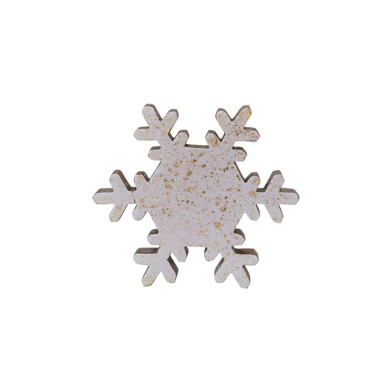 Small Cream & Natural Enameled Mango Wood Snowflake - JoeyRae