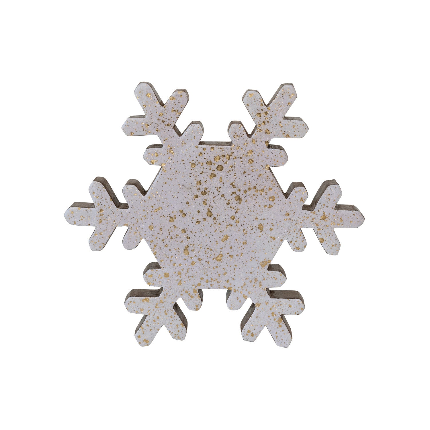 Large Cream & Natural Enameled Mango Wood Snowflake - JoeyRae
