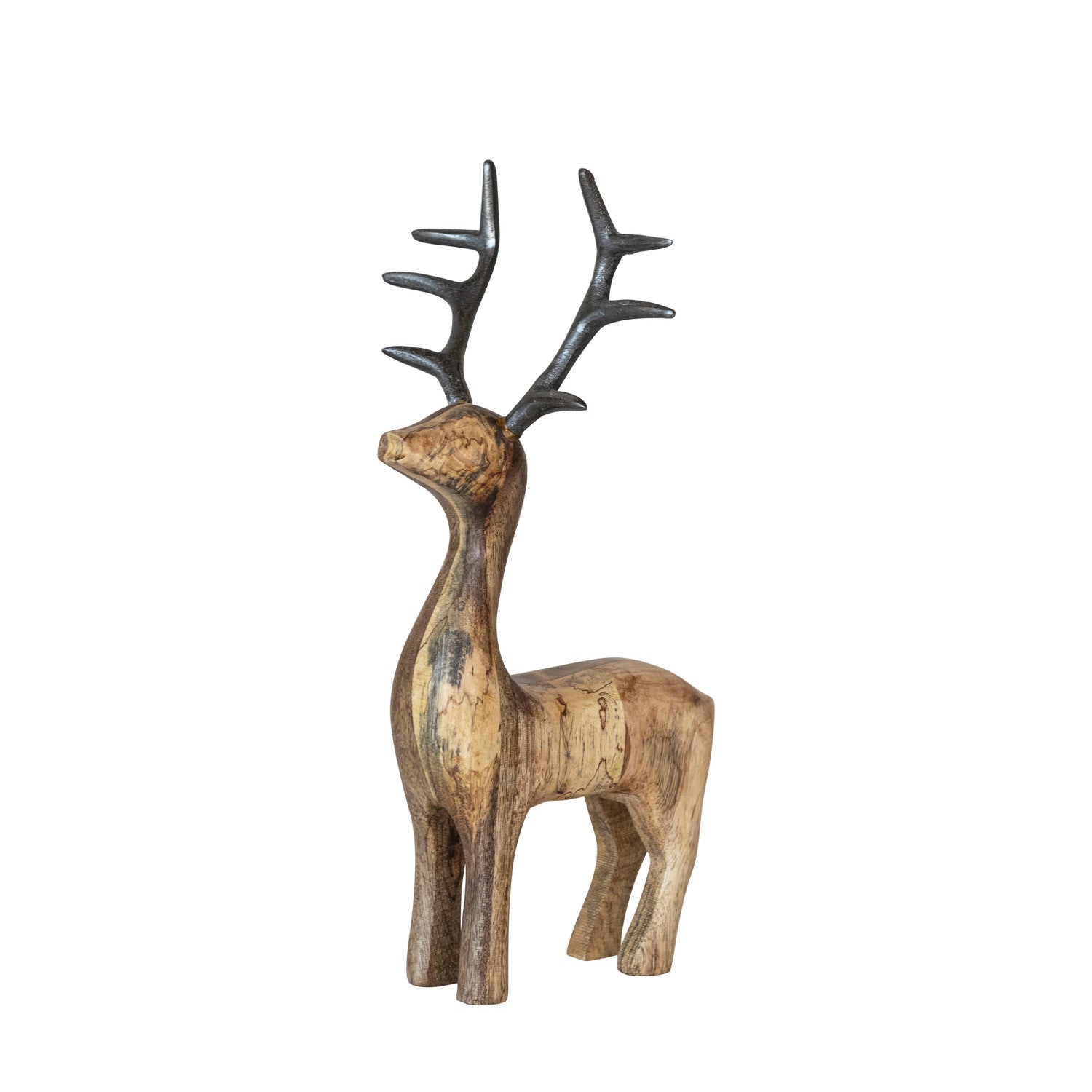 Mango Wood & Aluminum Standing Deer - JoeyRae