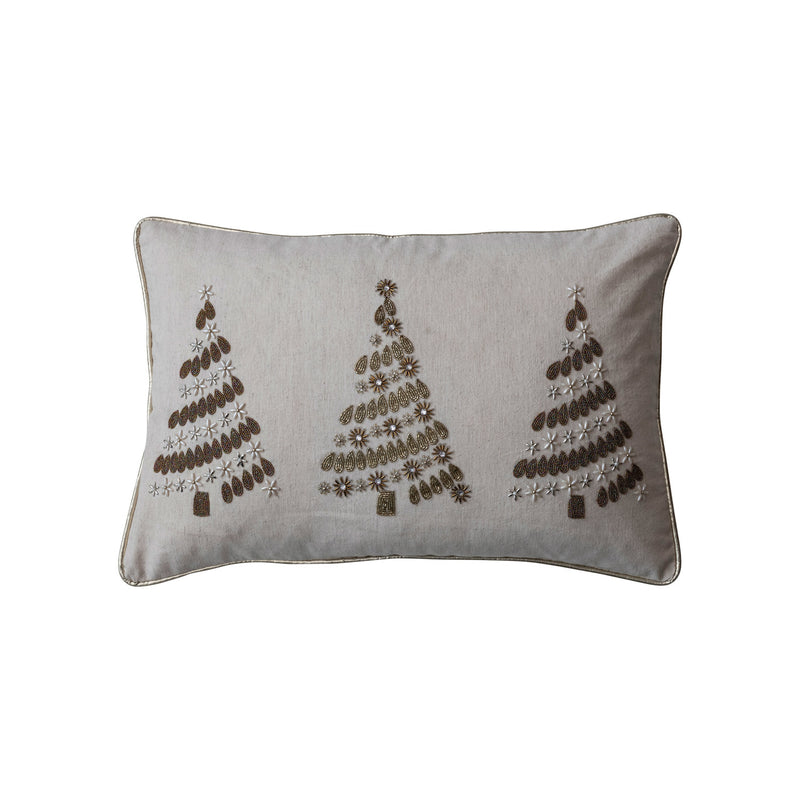 Beads & Gold Piping Cotton Lumbar Pillow - JoeyRae