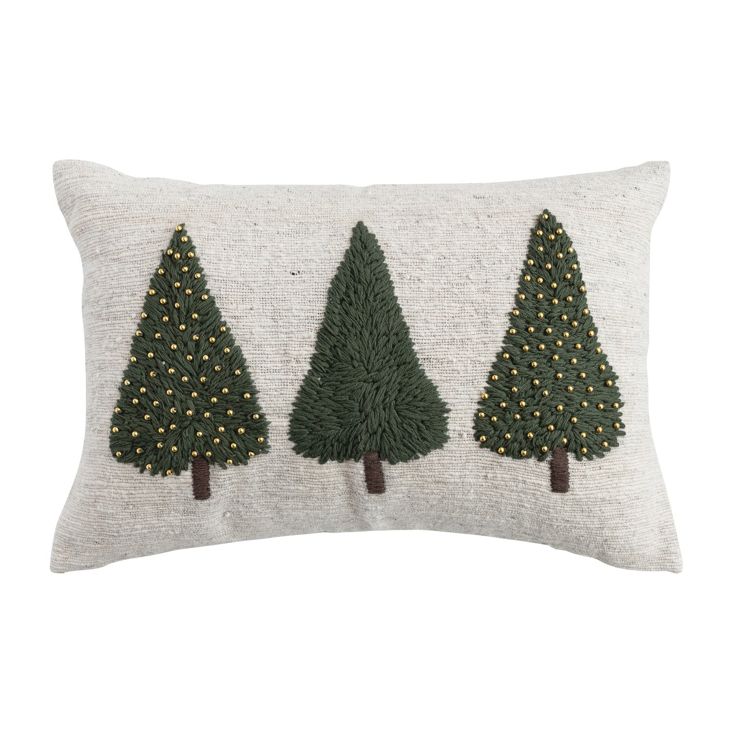 Hand-Woven & Wool Embroidered Trees Lumbar Pillow - JoeyRae