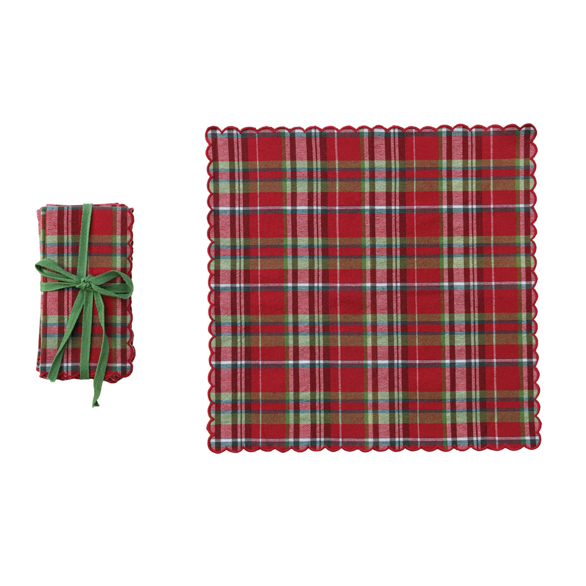 Plaid Cotton Scalloped Napkins Set - JoeyRae