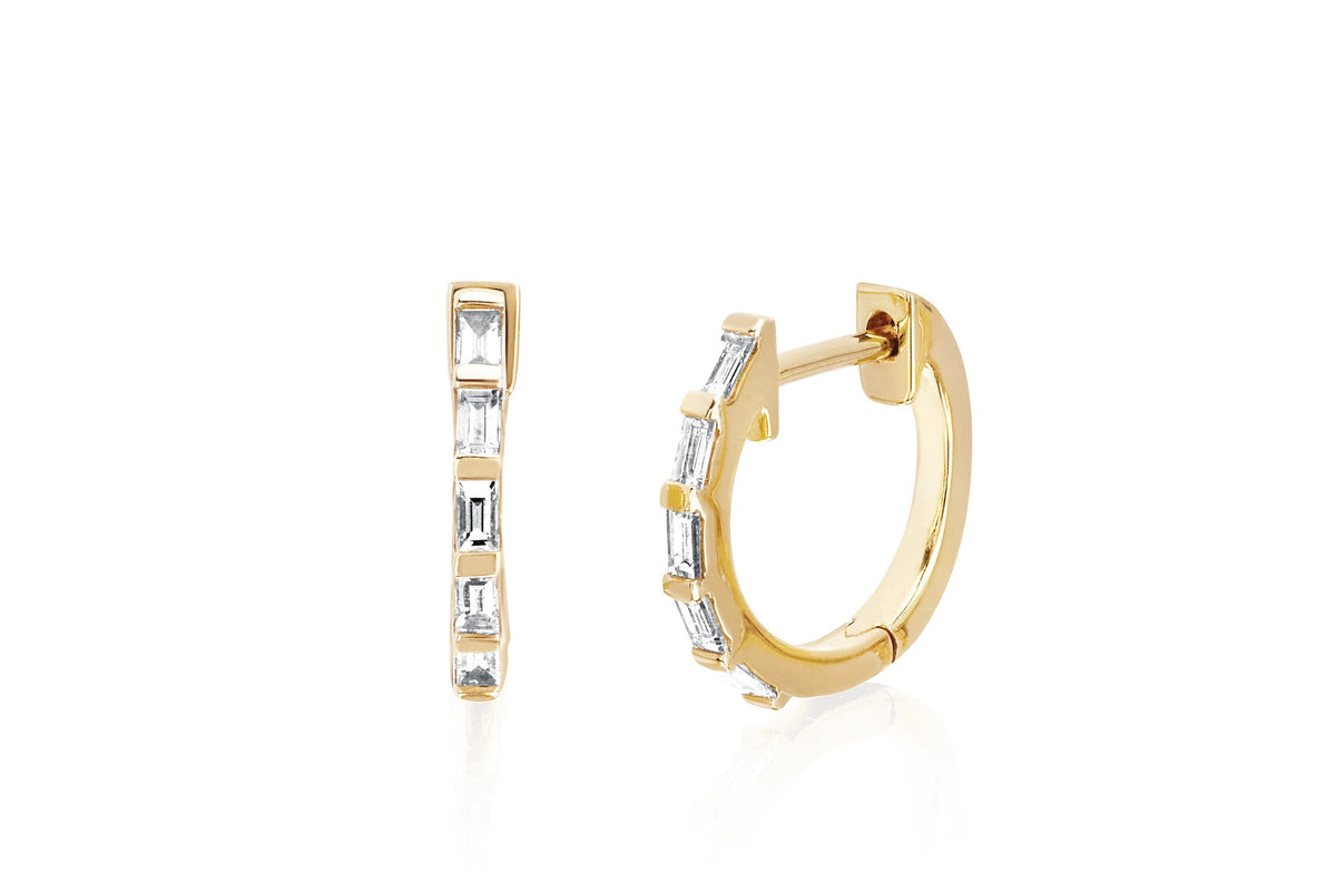 Diamond Baguette Huggie - JoeyRae