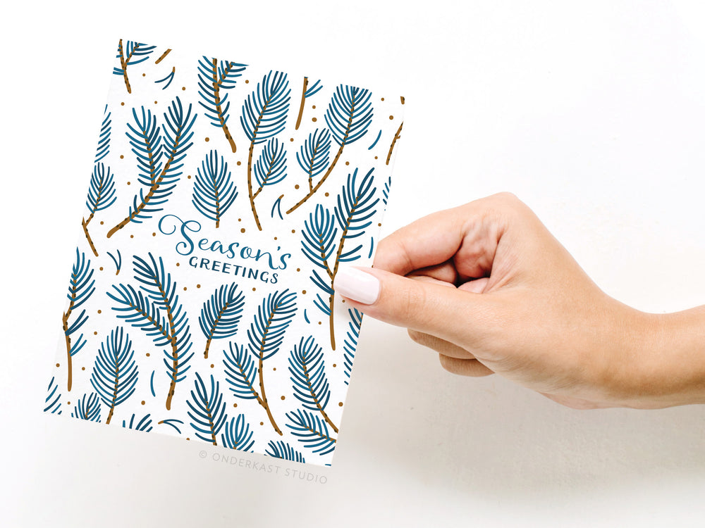Season's Greetings Winter Spruce Greeting Card - JoeyRae